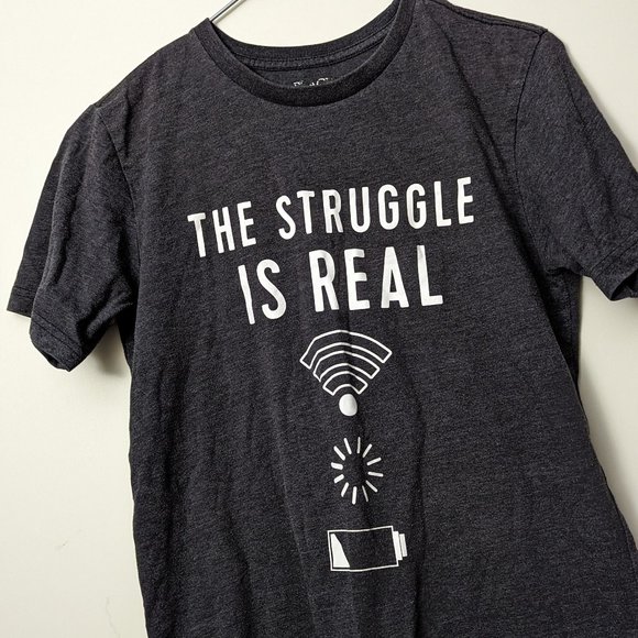 L/C 10-12 Dark Grey " Struggle is Real '' Design - Picture 1 of 2